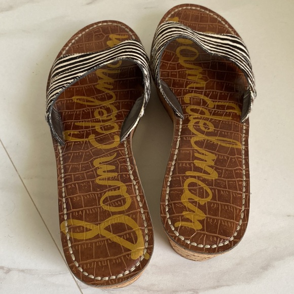 Sam Edelman Reid calf hair zebra print slide wedge sandals 8.5M - Picture 15 of 16
